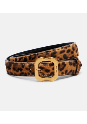 Miu Miu Leopard-print calf hair belt