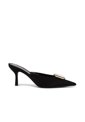 Retrofete Francesca Satin Kitten Mule in Black - Black. Size 37 (also in 39).