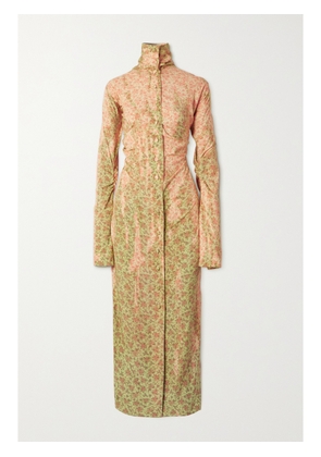 Acne Studios - Ruched Floral-print Woven Midi Dress - Neutrals - EU 32,EU 34,EU 36,EU 38,EU 40,EU 42