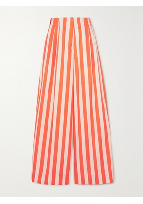 La DoubleJ - Striped Cotton-poplin Wide-leg Pants - Orange - xx small,x small,small,medium,large,x large,xx large