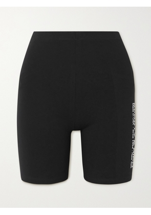 Sporty & Rich - Printed Stretch-cotton Biker Shorts - Black - xx small,x small,small,medium,large,x large