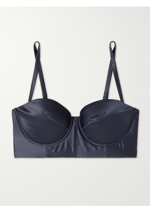 Eres - Caresses Polka-dot Stretch-leavers Lace And Satin Underwired Bustier Bra - Blue - 34B,36B,32C,34C,36C