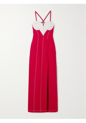 Tolu Coker - + The Vanguard Two-tone Denim Maxi Dress - Red - x small,small,medium,large