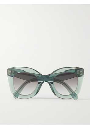 CELINE Eyewear - Oversized Cat-eye Acetate Sunglasses - Green - One size