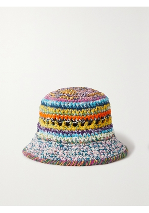 ULTRAVIOLHAT - + Net Sustain Crocheted Organic Cotton And Raffia-blend Bucket Hat - Yellow - One size