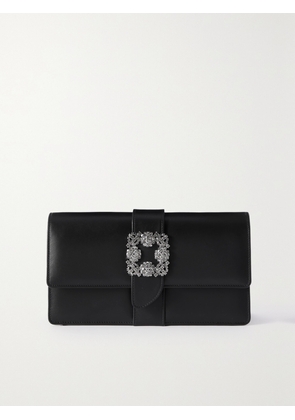 Manolo Blahnik - Capri Crystal-embellished Leather Clutch - Black - One size
