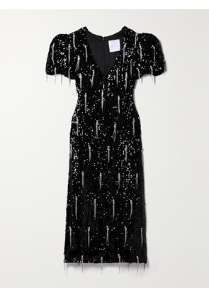 MARKARIAN - Lavinia Embellished Sequined Chiffon Midi Dress - Black - US4,US6,US8,US10,US12,US14
