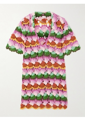 Farm Rio - Bananas Crocheted Cotton-blend Midi Dress - Multi - x small,small,medium,large,x large