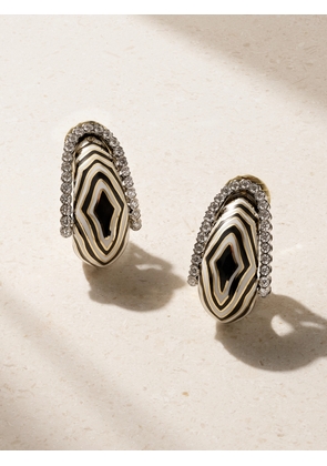 DAVID WEBB - Vreeland Zebra 18-karat Gold, Platinum, Diamond And Enamel Clip Earrings - Multi - One size