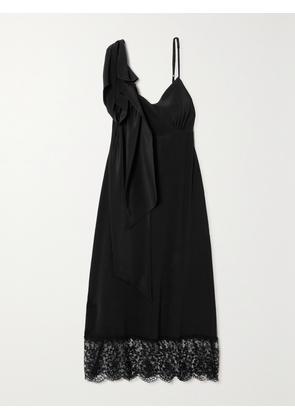 Simone Rocha - Lace-trimmed Draped Crepe Midi Dress - Black - UK 4,UK 6,UK 8,UK 10,UK 12,UK 14