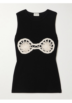 Magda Butrym - Crochet-appliquéd Ribbed Cotton Tank - Black - FR 34,FR 36,FR 38,FR 40,FR 42
