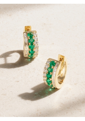 Anita Ko - Lola 18-karat Gold, Emerald And Diamond Hoop Earrings - Green - One size