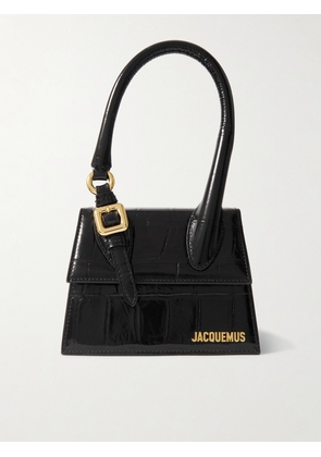 Jacquemus - Le Chiquito Moyen Mini Embellished Croc-effect Patent-leather Tote - Black - One size