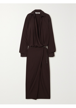 Christopher Esber - Belted Wrap-effect Jersey Maxi Shirt Dress - Brown - UK 6,UK 8,UK 10,UK 12,UK 14