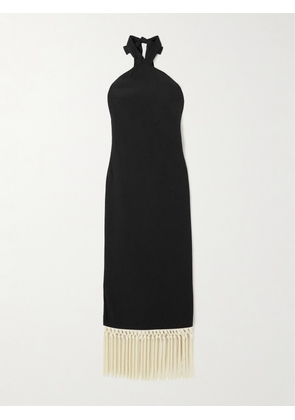 Taller Marmo - Nina Fringed Cady Halterneck Midi Dress - Black - IT36,IT38,IT40,IT42,IT44,IT46,IT48