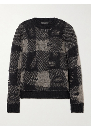 Our Legacy - Sonar Distressed Checked Knitted Sweater - Black - EU 32,EU 34,EU 36,EU 38,EU 40,EU 42