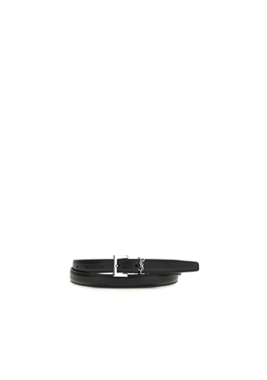 Saint Laurent Black Calf Leather Bos Taurus Thin Belt - 80 cm / 32 Inches