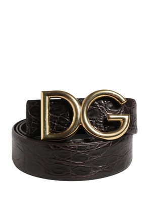 Dolce & Gabbana Men Black Exotic Leather Logo Buckle Belt - 100 cm / 40 Inches