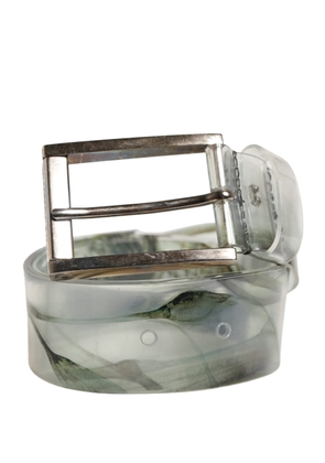 Dolce & Gabbana Men White Floral PVC Silver Metal Buckle Belt - 90 cm / 36 Inches