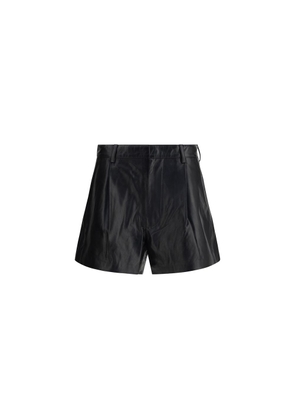 R13 Black Calf Leather Bos Taurus Bermuda Shorts - 27
