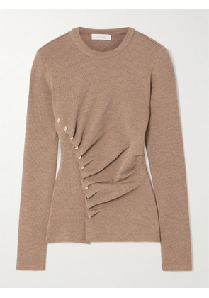 RABANNE - Embellished Wool-blend T-shirt - Neutrals - FR 34,FR 36,FR 38,FR 40,FR 42,FR 46