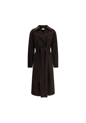 The Row Brown Lamb Leather Coat - 4