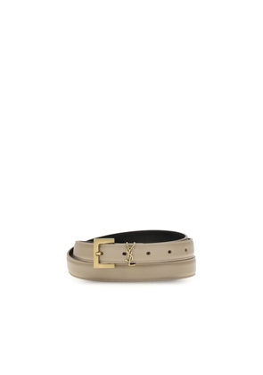 Saint Laurent Beige Calf Leather Bos Taurus Thin Belt - 80 cm / 32 Inches