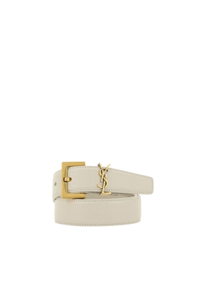 Saint Laurent White Calf Leather Bos Taurus Regular Belt - 75 cm / 30 Inches
