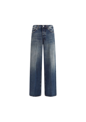 Haikure Blue Cotton Relaxed Fit Jeans - W24