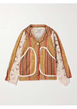 Thank You Have A Good Day - Gaeta Crochet-paneled Cotton-blend Jacquard Jacket - Brown - One size