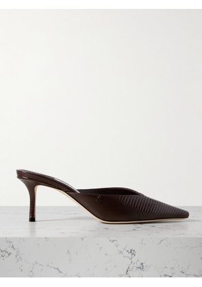 Jimmy Choo - Vivi 65 Embellished Croc-effect Leather Mules - Brown - IT36,IT36.5,IT37,IT37.5,IT38,IT38.5,IT39,IT39.5,IT40,IT40.5,IT41,IT41.5,IT42
