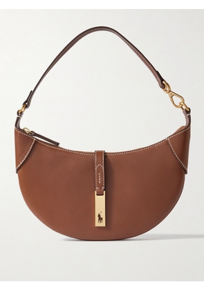 Polo Ralph Lauren - Polo Id Embellished Leather Shoulder Bag - Brown - One size