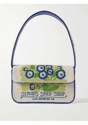 STAUD - Tommy Vegan-trimmed Bead-embellished Embroidered Satin Shoulder Bag - Cream - One size