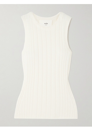 Arch4 - Bosherton Ribbed Cotton, Silk And Cashmere-blend Tank - Ivory - x small,small,medium,large,x large
