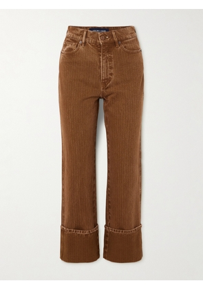 Veronica Beard - Dylan Herringbone Cotton-twill Straight-leg Pants - Brown - 23,24,25,26,27,28,29,30,31,32