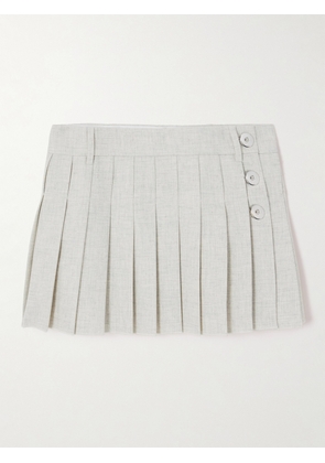 RABANNE - Pleated Cotton And Linen-blend Mini Skirt - Gray - FR 34,FR 36,FR 38,FR 40,FR 42,FR 44