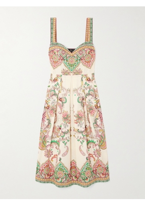 Etro - Pleated Printed Cotton-poplin Midi Dress - White - IT36,IT38,IT40,IT42,IT44,IT46,IT48,IT50