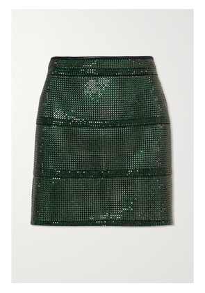 FANNIE SCHIAVONI - Rosa Crystal-embellished Satin Mini Skirt - Green - x small,small,medium,large