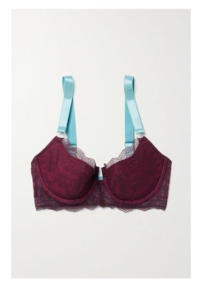 DORA LARSEN - Orla Recycled Lace And Tulle Underwired Balconette Bra - Purple - 32A,34A,32B,34B,36B,32C,34C,36C,32D,34D,36D,36DD,32E,34E,36E,32F,34F,36F