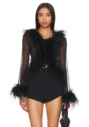 Bubish Gigi Feather Blouse in Black. Size XS. Also in S, M, L, XL.