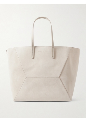Brunello Cucinelli - Bead-embellished Leather-trimmed Paneled Suede Tote - Off-white - One size