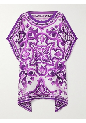 Dolce & Gabbana - Printed Silk-satin Mini Dress - Purple - IT36,IT38,IT40,IT42,IT44,IT46,IT48,IT50