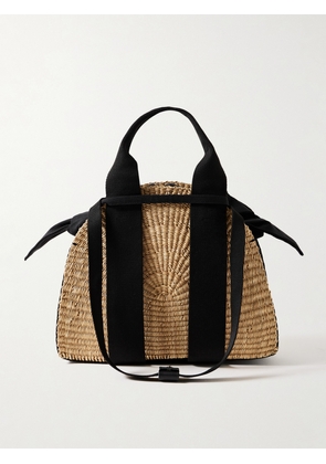 MUUÑ - Mina Mini Canvas-trimmed Woven Straw Tote - Brown - One size