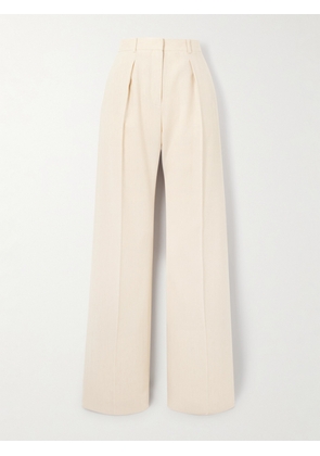 Loro Piana - Edward Pleated Linen And Wool-blend Twill Wide-leg Pants - Cream - IT38,IT40,IT42,IT44,IT46,IT48