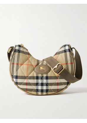 Burberry - Leather-trimmed Quilted Checked Twill Shoulder Bag - Neutrals - One size