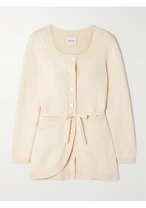 Posse - Sabrina Belted Knitted Cardigan - Cream - xx small,x small,small,medium,large,x large