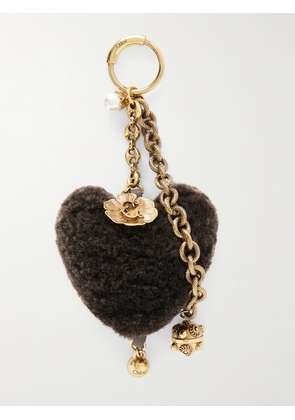 Chloé - Shearling And Gold-tone Bag Charm - Gray - One size