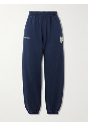 Sporty & Rich - + '47 And New York Yankees Appliquéd Embroidered Cotton-jersey Track Pants - Blue - x small,small,medium,large,x large