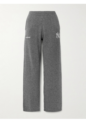 Sporty & Rich - + '47 And New York Yankees Embroidered Cashmere And Wool-blend Track Pants - Gray - x small,small,medium,large,x large