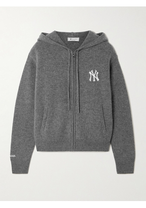 Sporty & Rich - + '47 And New York Yankees Embroidered Cashmere And Wool-blend Hoodie - Gray - x small,small,medium,large,x large
